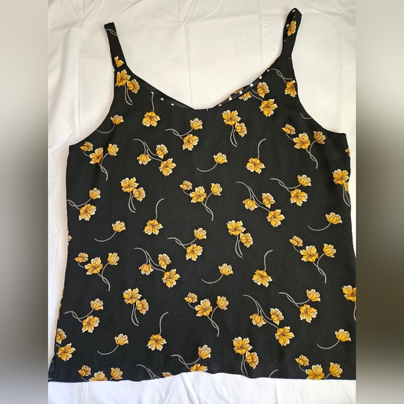 Unbranded Womens Black Polka Dot And Yellow Floral Reversible Tank Top Size L - Picture 1 of 10